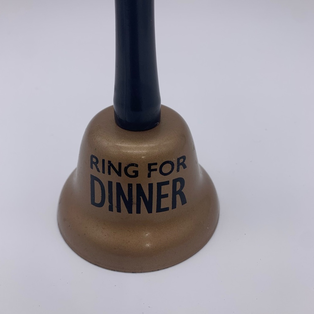 Vtg. “RING FOR DINNER” Bronze Desk Or Counter Bell With Spring Clapper - Picture 4 of 9